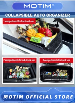 Motim Car Trunk Organizer with Insulated Leakproof Cooler Bag and Straps for SUV Jeep Sedan  - Image 2