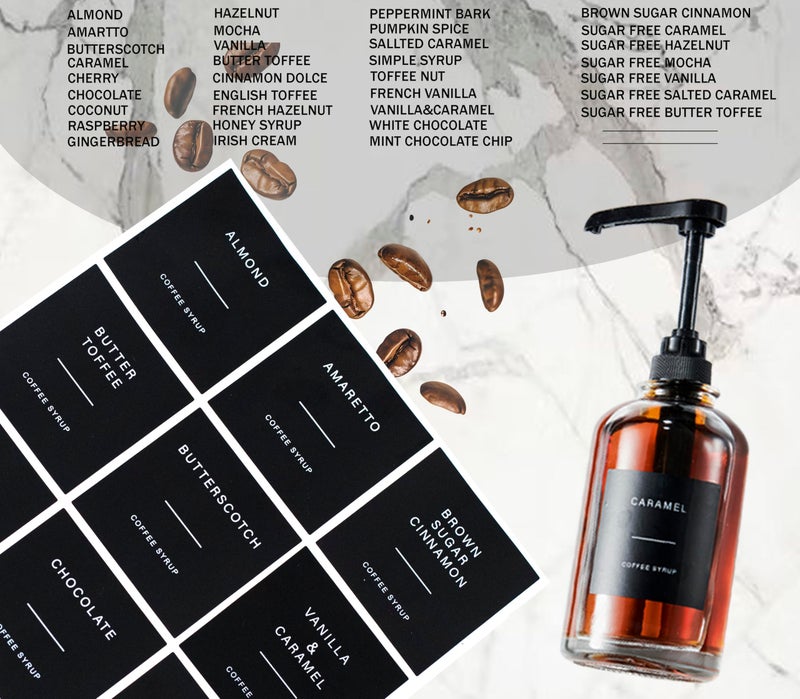 Euiaey Coffee Syrup Dispenser for Coffee Bar, with 1/4oz Large Capacity Pump, Glass Syrup Pump Dispenser Bottle for Coffee Station, Coffee Bar Organizer, Black,16.9oz - Image 3
