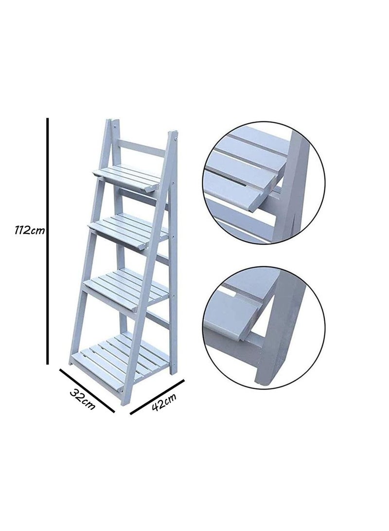 FFD Flower Stand Wooden Fold-able Plant Shelf Multi-layer Bamboo Shelf Rack Towel Holder Planter Book Shelves Display Multi layer Plants Stand for Indoor Outdoor Garden Patio Balcony Decoration  - Image 4