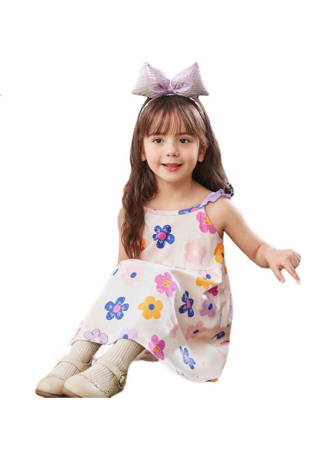 Yuzhaolin Girls' Nightgown, Summer Princess Dress, Children'S Spaghetti Strap Dress, Pure Cotton Skirt, Rainbow Garden - Image 3