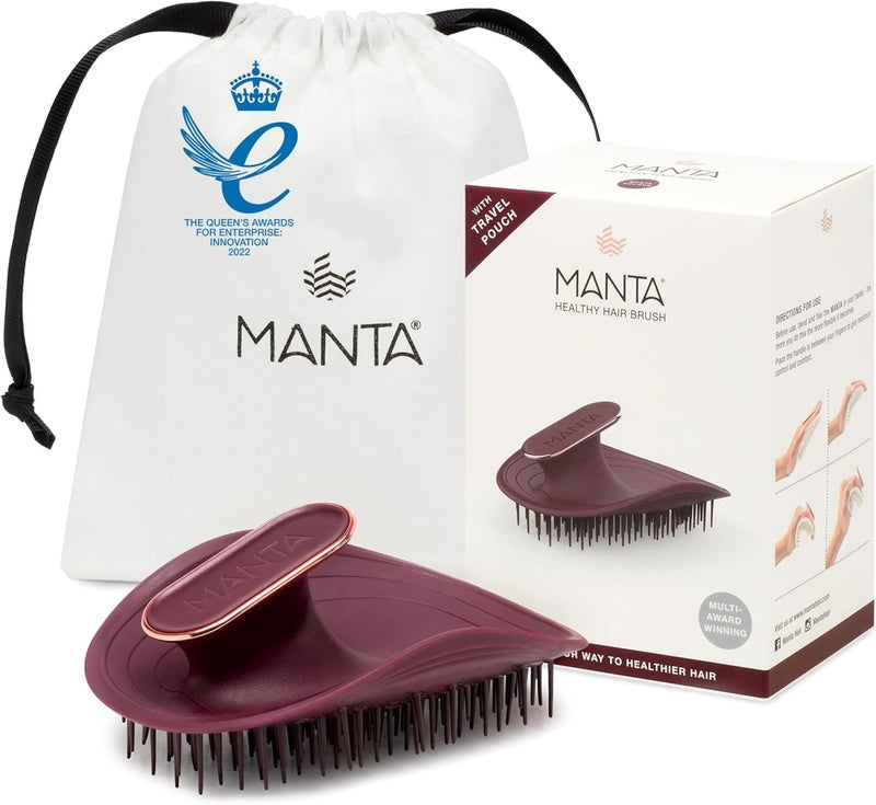 Manta Original Anti-Breakage Hairbrush â€“ Gentle Detangling Brush for Wet & Dry Hair, Flexible Hairbrush for All Types, Healthy Hair Care for Women & Men, Burgundy - Image 1