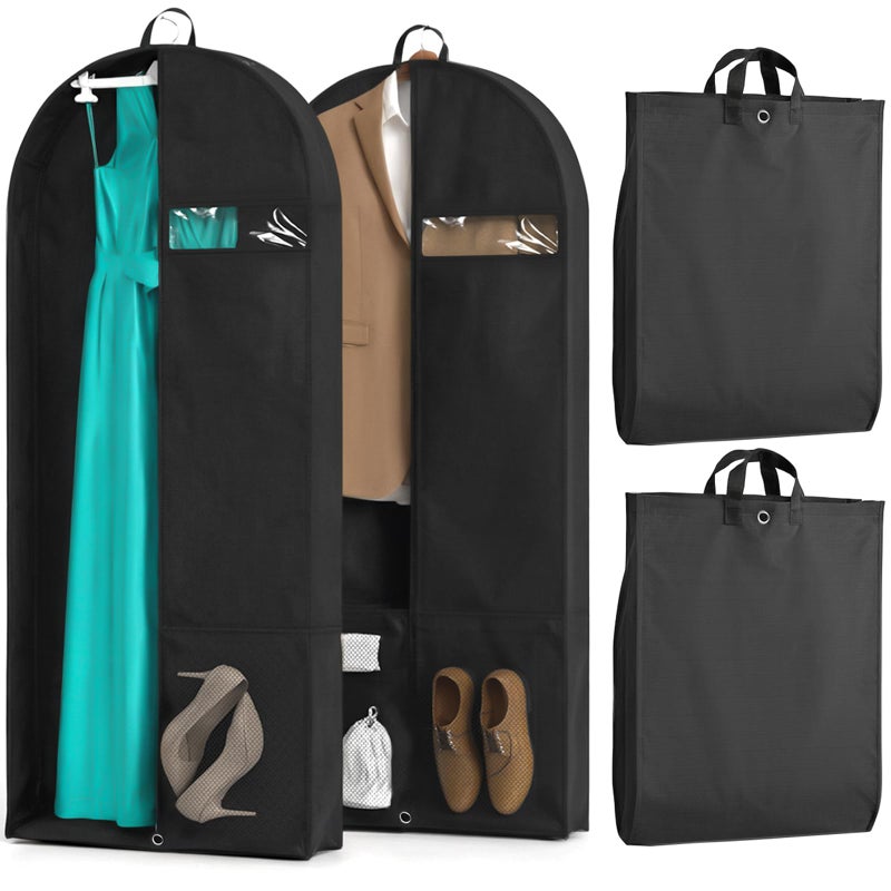Hopack 2 Pack Heavy Duty Garment Bags for Travel Suit Bags, Dress Bags, Garment Bags for Hanging Clothes with Pockets Men's Suit Holder for Cospaly, Shirts, Coats, Dresses (Black, 2Pack 43") - Image 1