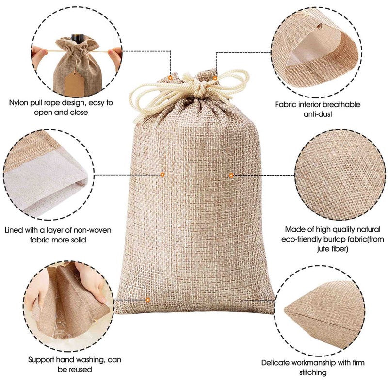 Homum 25Pcs Premium Burlap Gift Bags with Drawstring and 25Pcs Gift Tags & String, 4x6 Inch Reusable Gift Burlap Linen Sacks Bag for Wedding Favors Party Jewelry Pouches, Christmas, Coffee, DIY Craft - Image 3