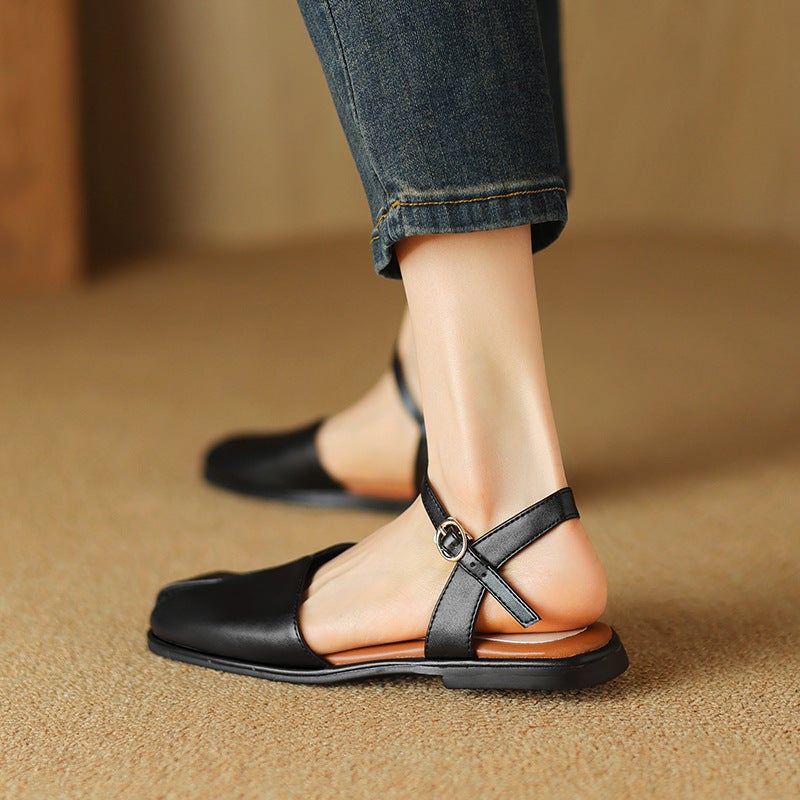 Source Of Goods 2024 Casual Flat 32-43 Word With Joker Square Toe Covered Sandals Women - Image 5