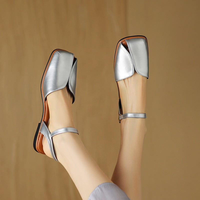 Source Of Goods 2024 Casual Flat 32-43 Word With Joker Square Toe Covered Sandals Women - Image 4