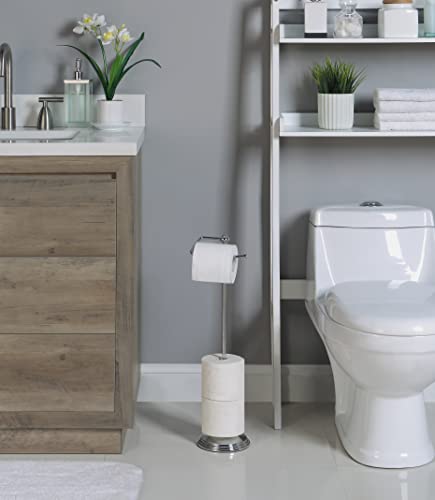 SunnyPoint Bathroom Free Standing Toilet Tissue Paper Roll Holder Stand with Reserve Function, Chrome Finish - Image 2