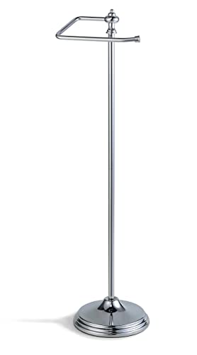 SunnyPoint Bathroom Free Standing Toilet Tissue Paper Roll Holder Stand with Reserve Function, Chrome Finish - Image 4