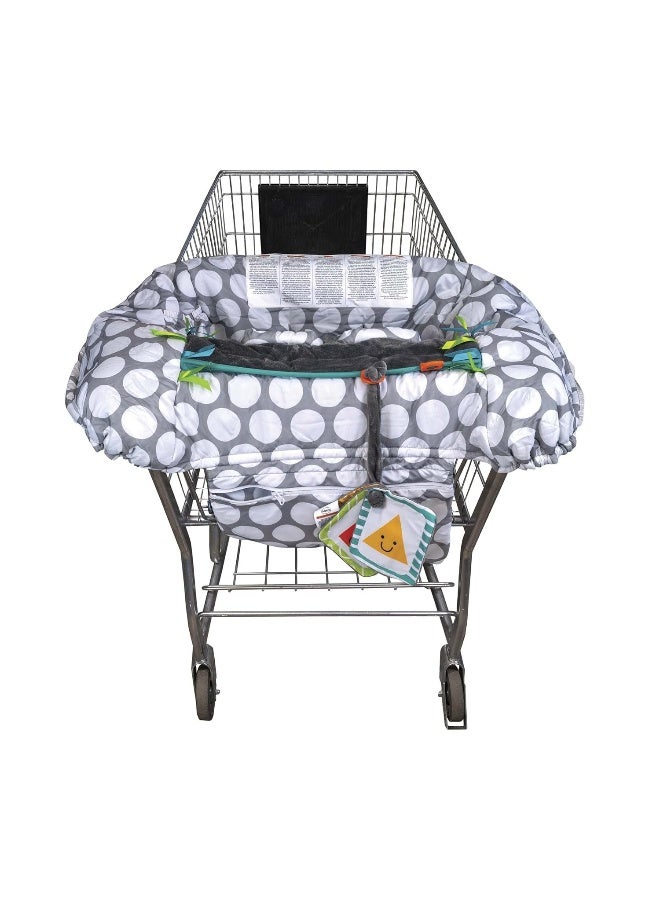 boppy غطاء عربة التسوق المفضل من بوبّي للرضع - غطاء عربة 360° للرضع مع حقيبة تخزين مدمجة وحزام أمان، قابل للغسل، من 6 أشهر وما فوق - نقاط رمادية كبيرة - Image 1