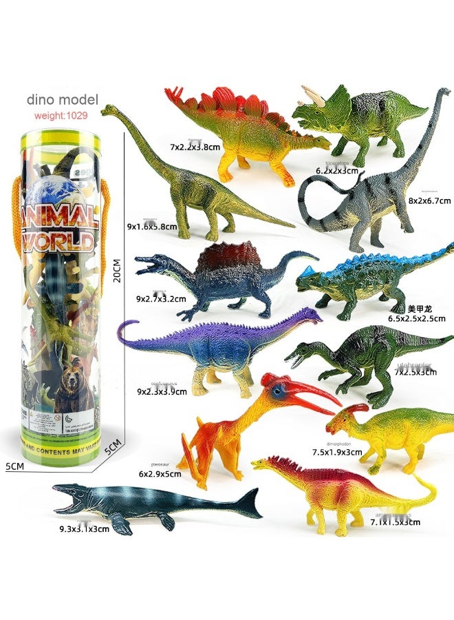 NIBEMINENT Miniature Solid Dinosaur Model with Handle Bucket