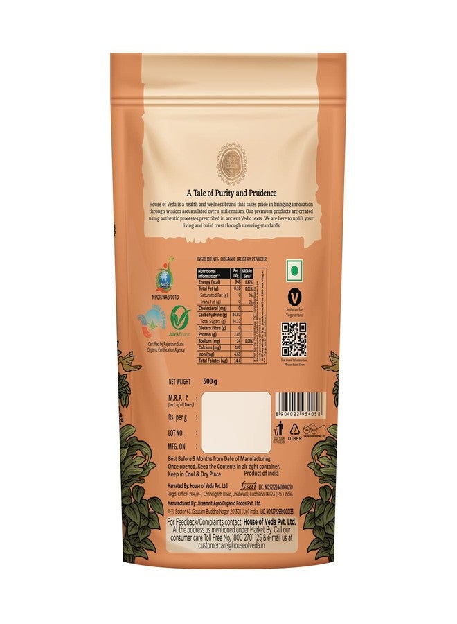House of Veda Organic Jaggery, 100% Vegan, Preservative Free, No artificial color, Gluten Free, NO Additives, Unadulterated - Made with Traditional Method… (Powder, 500 g) - Image 2