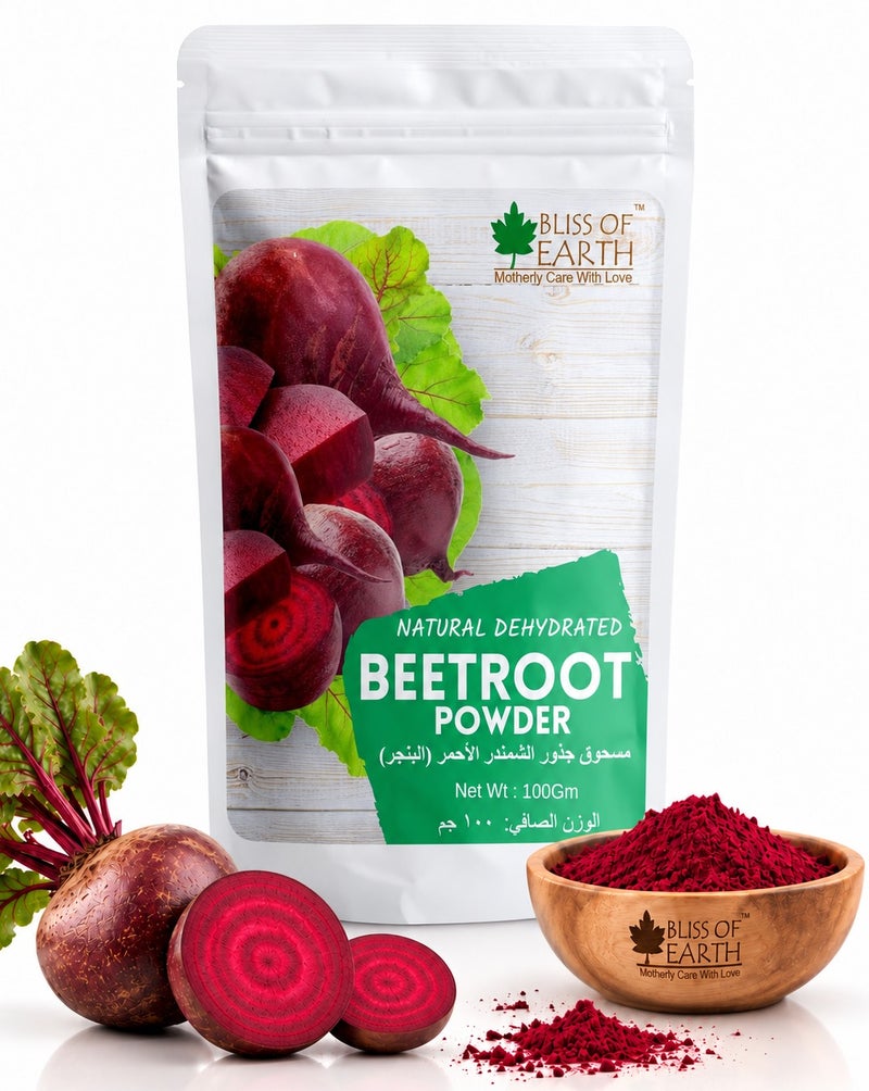 Bliss of Earth Beetroot Powder 100GM | Organic Beet Root Powder | Natural Nitric Oxide Booster | Energy, Stamina & Circulation Support | Superfood for Smoothies, Pre-Workout, Detox, Heart Health | Vegan, Non-GMO - Image 1