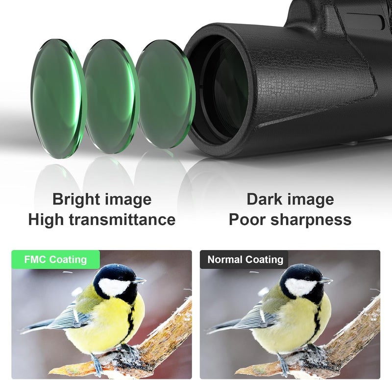 AMITHER 12x42 Monocular Telescope for Adults, High Powered HD Compact Monoculars Portable Handheld Telescope with BAK4 Prism & FMC Lens for Bird Watching Hiking Hunting Camping - Image 4