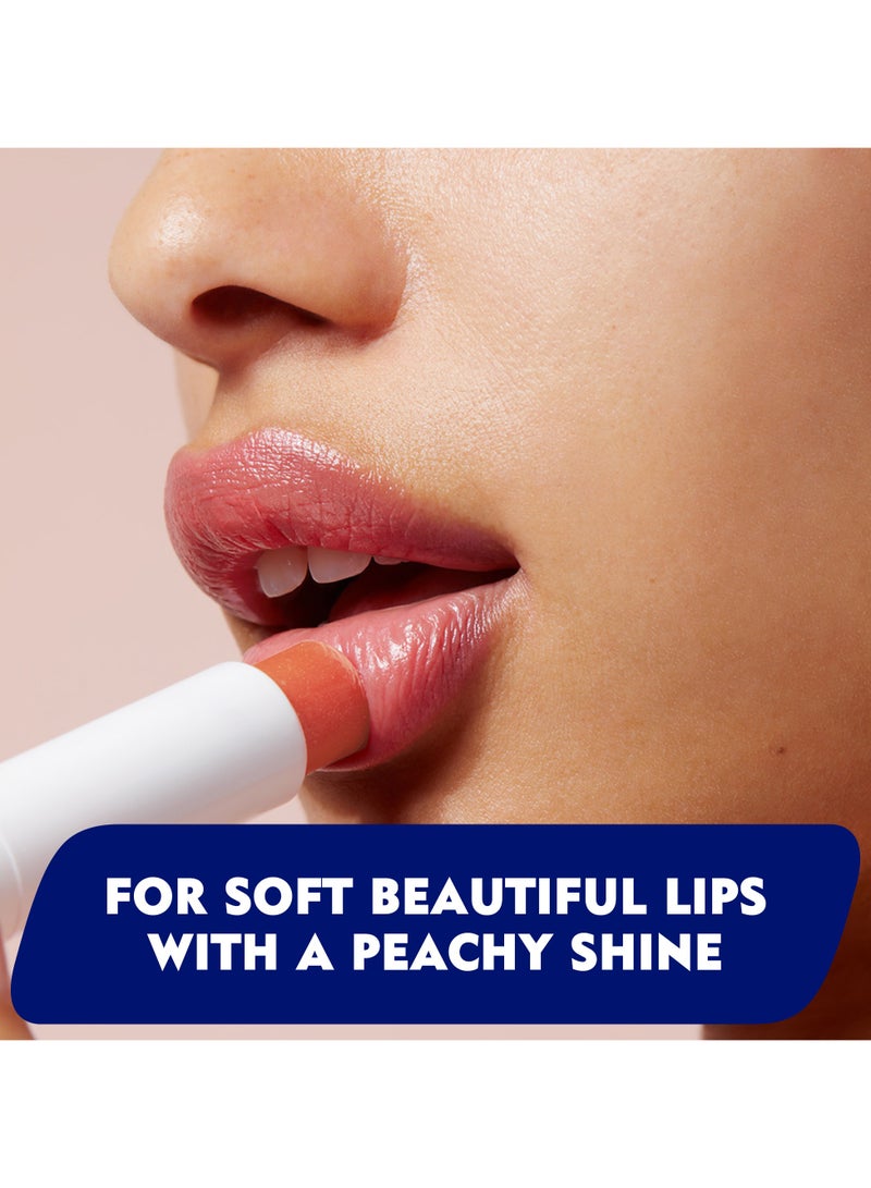 Labello Lip Balm Moisturising Lip Care Peach Shine Pack of 2 - Image 3