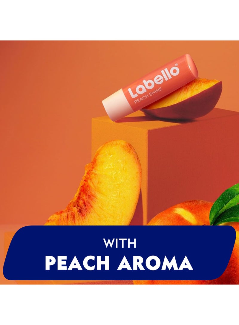 Labello Lip Balm Moisturising Lip Care Peach Shine Pack of 2 - Image 4