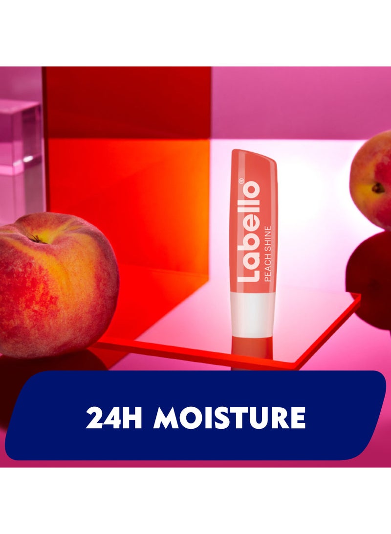 Labello Lip Balm Moisturising Lip Care Peach Shine Pack of 2 - Image 2