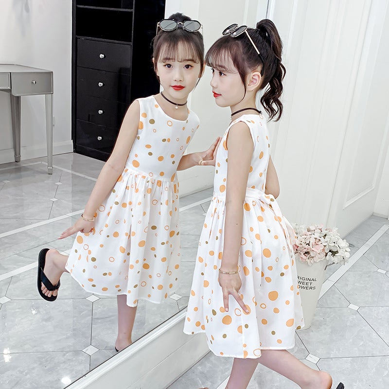 Girls Cotton Skirt Summer Clothes For Children, Middle And Large Children, Fashionable Floral Cotton Dress, Long Skirt, Cotton Skirt - Image 1