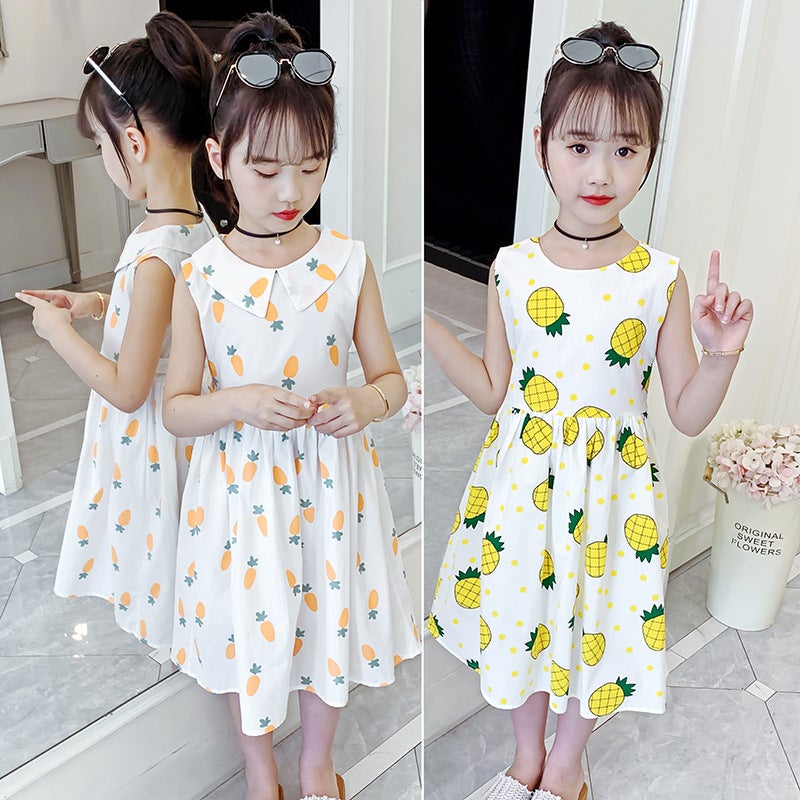 Girls Cotton Skirt Summer Clothes For Children, Middle And Large Children, Fashionable Floral Cotton Dress, Long Skirt, Cotton Skirt - Image 5
