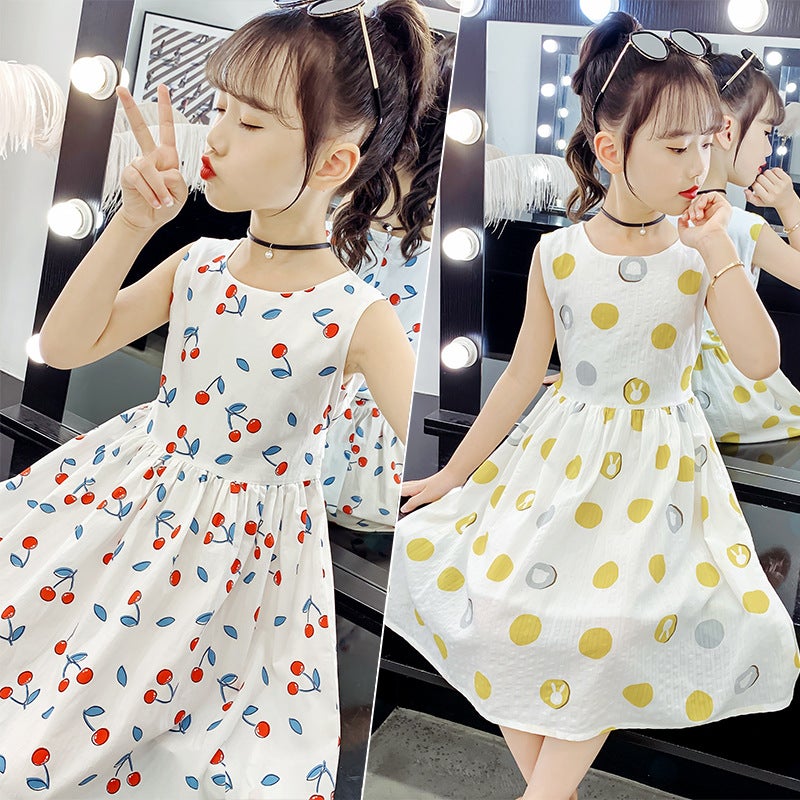 Girls Cotton Skirt Summer Clothes For Children, Middle And Large Children, Fashionable Floral Cotton Dress, Long Skirt, Cotton Skirt - Image 3