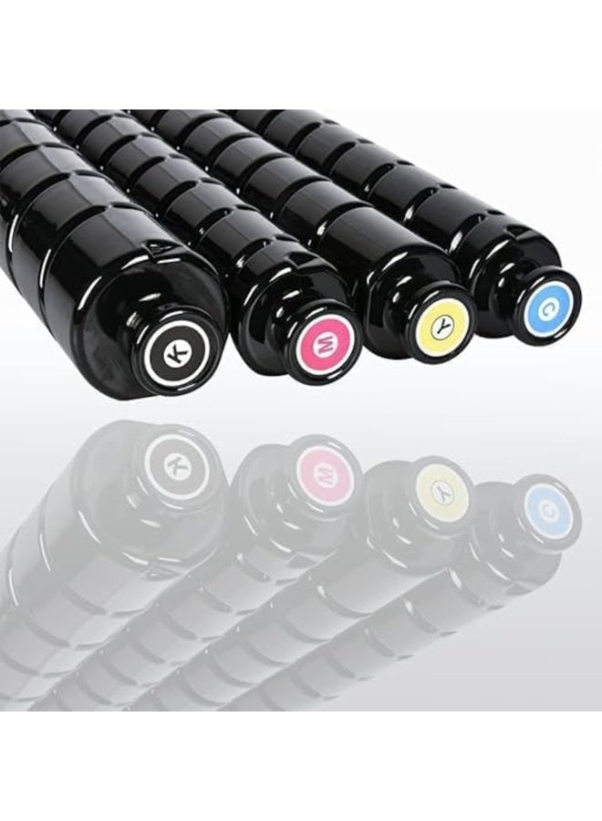 مجموعة كاملة من خراطيش الحبر عالية الإنتاجية C-EXV 51 متوافقة مع طابعات كانون IMAGERUNNER ADVANCE C5535 5535I C5540I C5550I C5560I (C-EXV 51، أسود، سماوي، أصفر، أرجواني) - Image 4