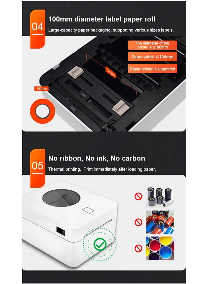 Joshberg - Thermal Shipping Label Printer Label Print, Bluetooth Label Printer, Express Shipping Warehouse Barcode Label Printer - Image 1