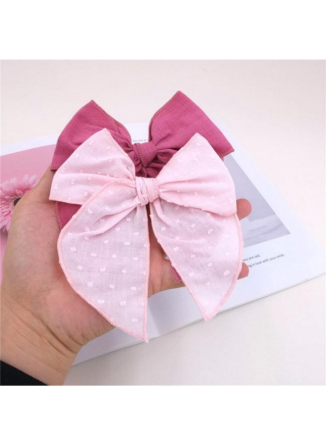 مجموعة من 4 مشابك شعر رائعة على شكل قوس من Fable للفتيات والنساء على شكل قوس من الكتان ومشابك على شكل تمساح للأطفال الصغار والأمهات والفتيات الصغيرات (وردي/وردي) - Image 3