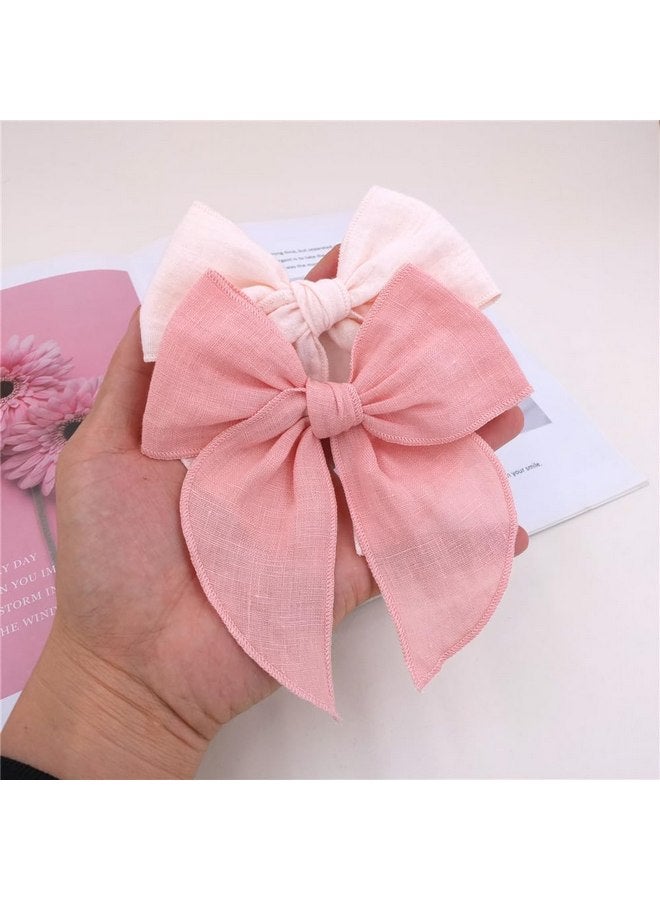 مجموعة من 4 مشابك شعر رائعة على شكل قوس من Fable للفتيات والنساء على شكل قوس من الكتان ومشابك على شكل تمساح للأطفال الصغار والأمهات والفتيات الصغيرات (وردي/وردي) - Image 4