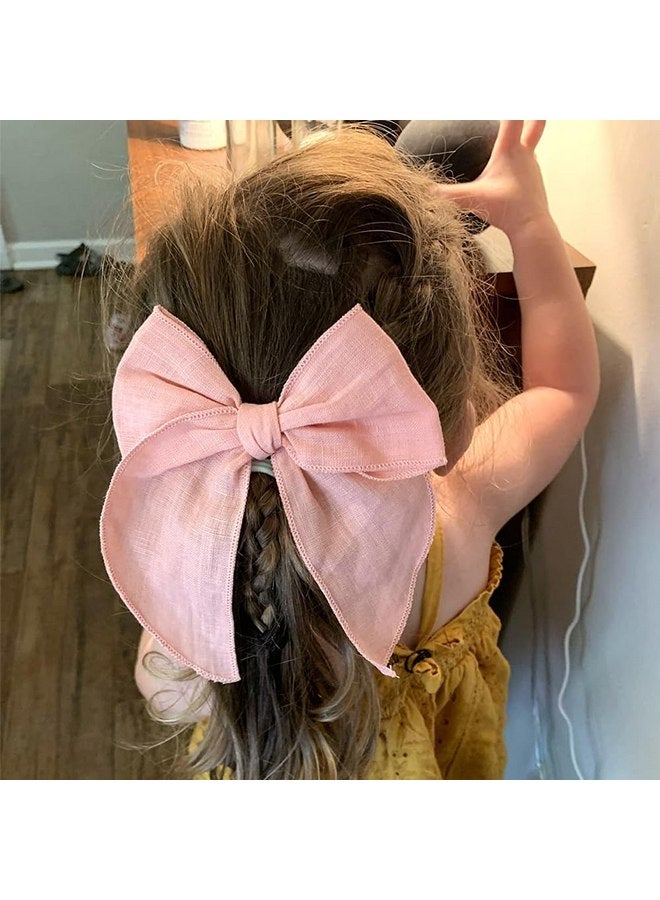 مجموعة من 4 مشابك شعر رائعة على شكل قوس من Fable للفتيات والنساء على شكل قوس من الكتان ومشابك على شكل تمساح للأطفال الصغار والأمهات والفتيات الصغيرات (وردي/وردي) - Image 2