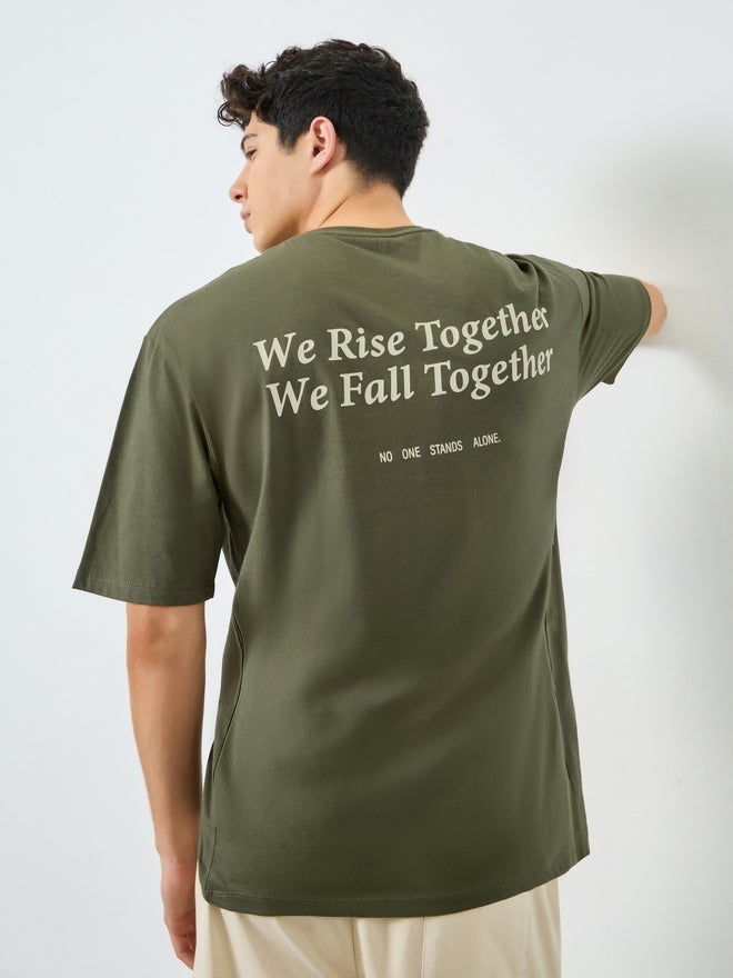Styli Men Oversized Slogan Print Crew Neck T-Shirt - Image 3