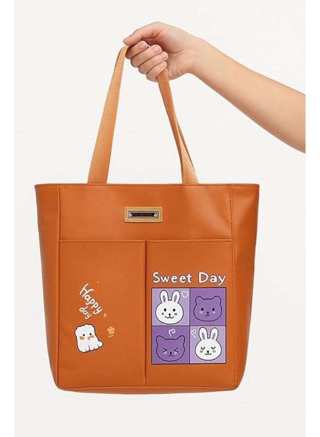 Tote Bag - A stylish casual bag with a cute design that adds a touch of beauty and spontaneity to your look. Perfect for university, outings, or shopping. Code 0001 - Image 1