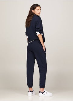 TOMMY HILFIGER Women's Hilfiger Monotype Flocked Logo Joggers -  Pure cotton, Blue  - Image 2