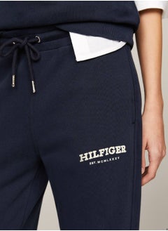 TOMMY HILFIGER Women's Hilfiger Monotype Flocked Logo Joggers -  Pure cotton, Blue  - Image 3