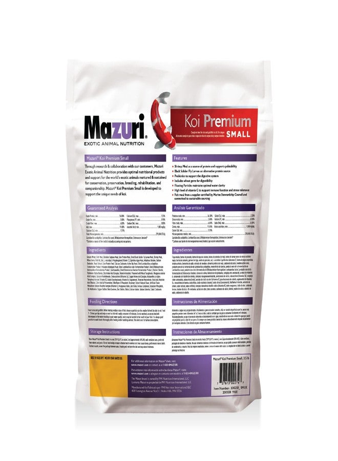 Mazuri Koi Premium Food Small - 2mm Pellet Food for Koi & Goldfish up to 6 inches, 3.5 Pound (3.5 LB) Bag - Image 2