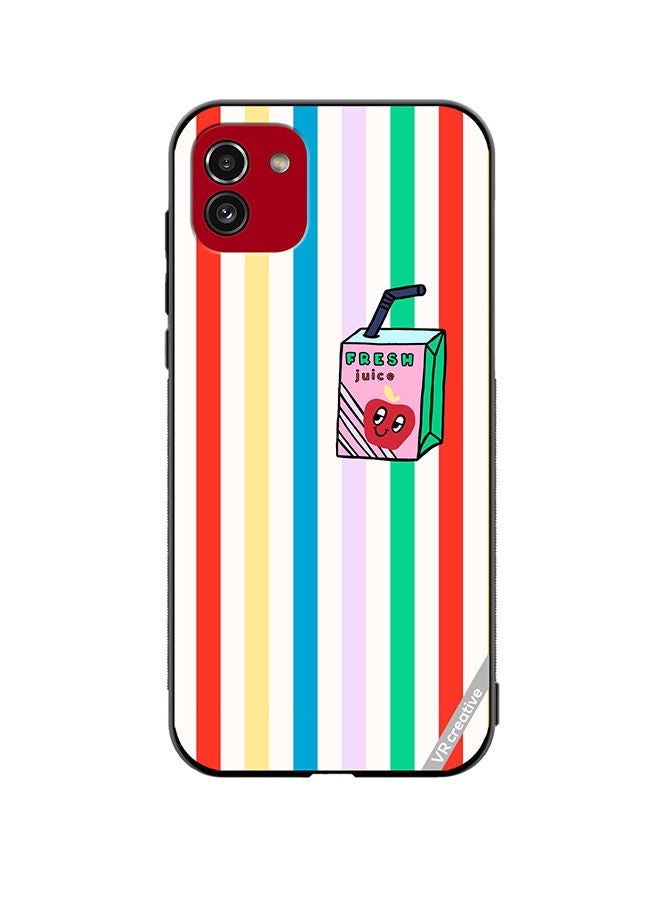 VR CREATIVE Protective Case Cover For Samsung Galaxy A03 Summer Stripe Fresh Juice Apple Fruit Design Multicolour - Image 1