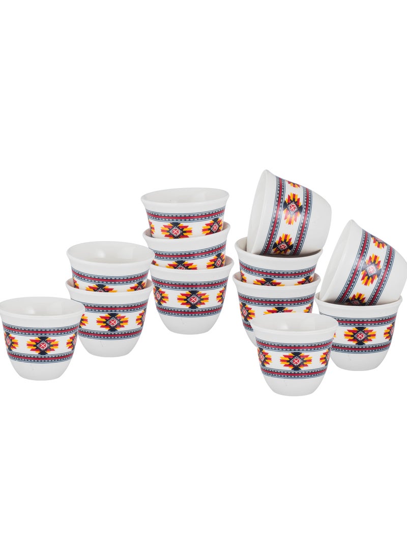 Elegant Saudi coffee cup set, made of pure white porcelain with a traditional engraving, 12 pieces - Image 1