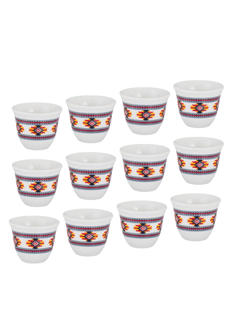 Elegant Saudi coffee cup set, made of pure white porcelain with a traditional engraving, 12 pieces - Image 2