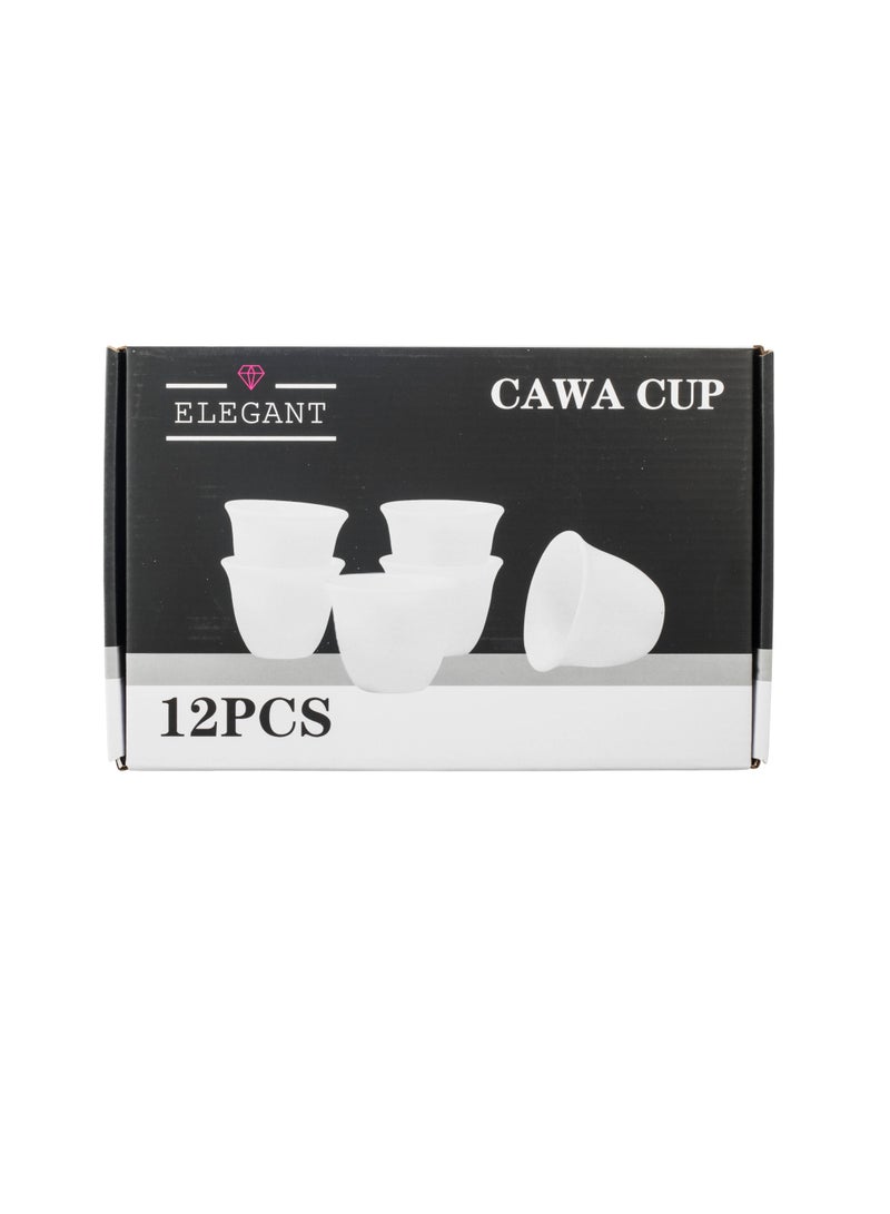 Elegant Saudi coffee cup set, made of pure white porcelain with a traditional engraving, 12 pieces - Image 3