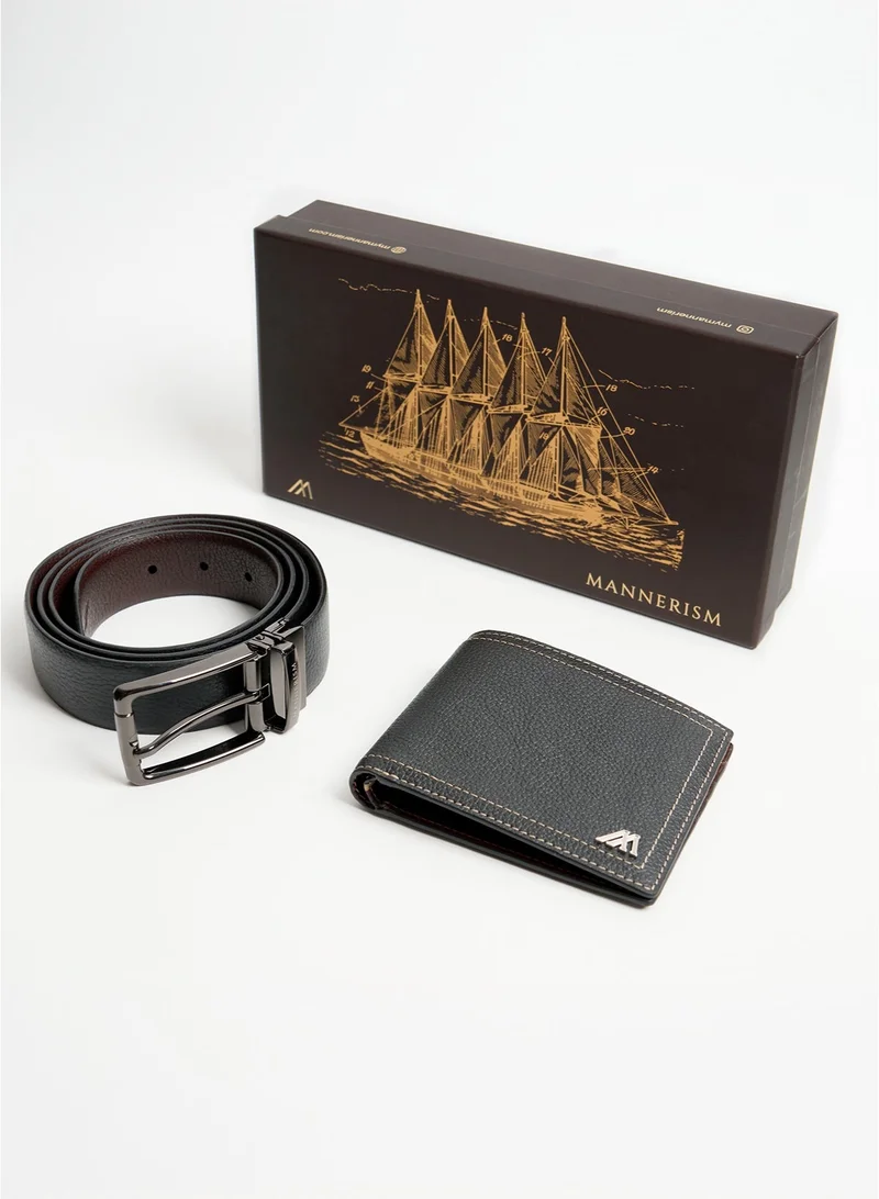 MANNERISM The Frontier Passage Leather Gift Set – Belt & Wallet · Black / Mahogany