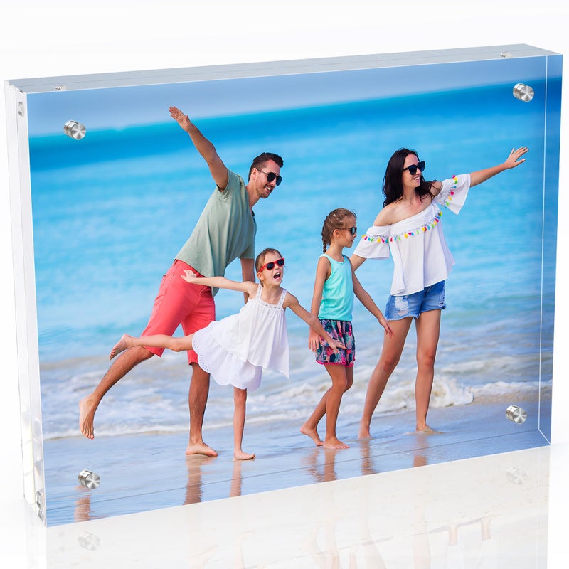 laapee 8x10 Inches Acrylic Picture Frames 1 Pack, Double Sided Magnetic Photo Frames,Free Standing on Desk or Table Clear Picture Frames - Image 1