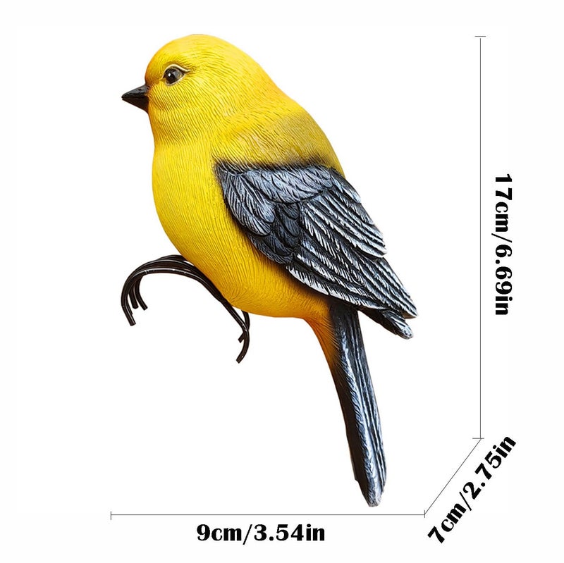 JARPSIRY Garden Bird Statue Flower Pot Hugger Outdoor Decor for Tree, 6.7" Tall Resin Bird Figurine Plant Pot Decorations for Fence Balcony Patio Lawn Yard Ornaments (Yellow) - Image 2