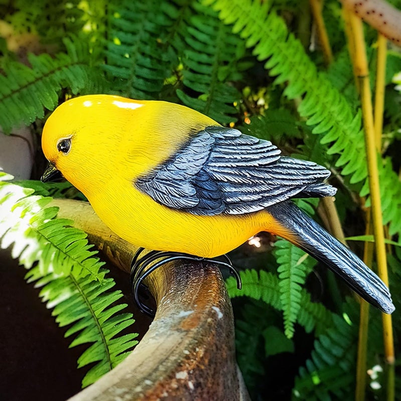 JARPSIRY Garden Bird Statue Flower Pot Hugger Outdoor Decor for Tree, 6.7" Tall Resin Bird Figurine Plant Pot Decorations for Fence Balcony Patio Lawn Yard Ornaments (Yellow) - Image 5