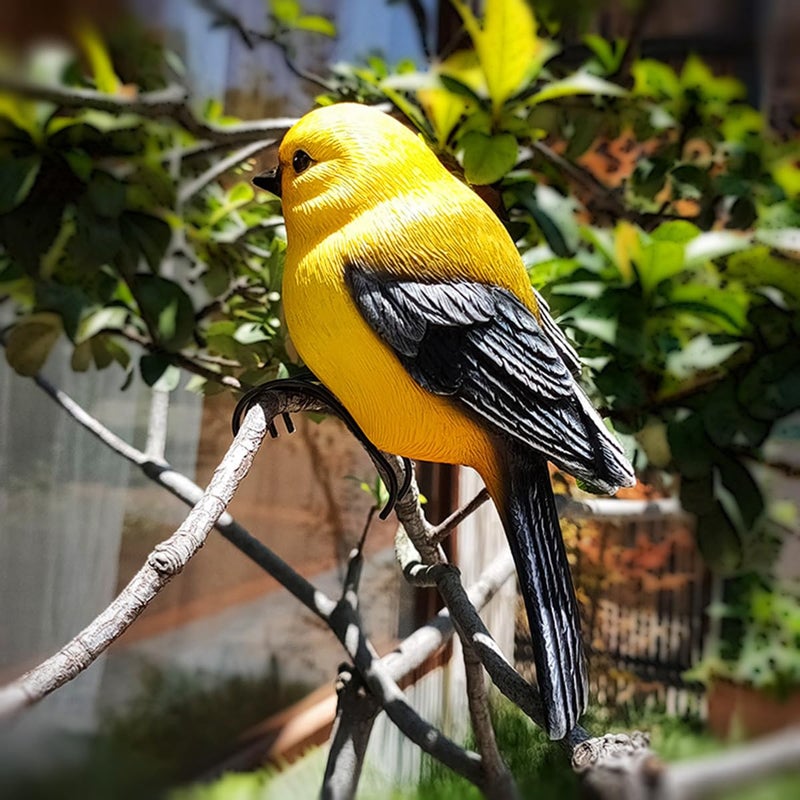 JARPSIRY Garden Bird Statue Flower Pot Hugger Outdoor Decor for Tree, 6.7" Tall Resin Bird Figurine Plant Pot Decorations for Fence Balcony Patio Lawn Yard Ornaments (Yellow) - Image 4