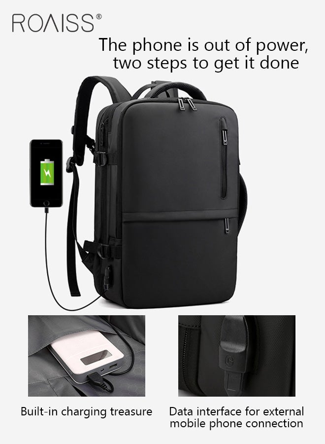 رويس حقيبة ظهر سفر كبيرة، حقيبة ظهر يمكن حملها على متن الطائرة، حقيبة نهاية الأسبوع الموسعة، حقيبة ظهر للمشي لمسافات طويلة، حقيبة ظهر للكمبيوتر المحمول مع منفذ شحن USB، حقيبة ظهر مقاومة للماء. - Image 2