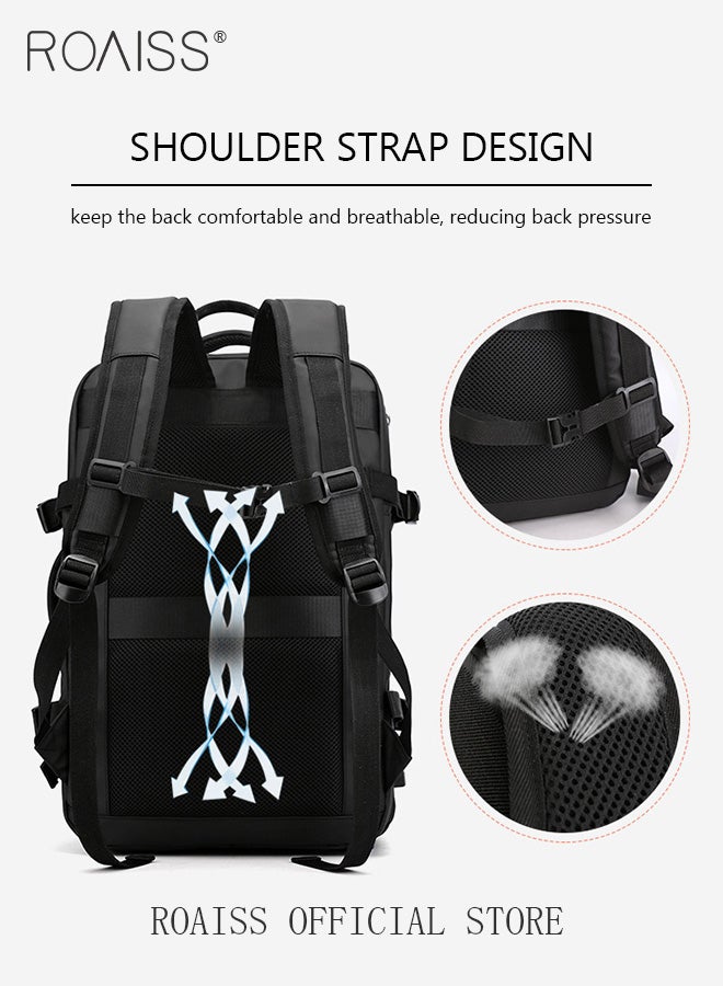 رويس حقيبة ظهر سفر كبيرة، حقيبة ظهر يمكن حملها على متن الطائرة، حقيبة نهاية الأسبوع الموسعة، حقيبة ظهر للمشي لمسافات طويلة، حقيبة ظهر للكمبيوتر المحمول مع منفذ شحن USB، حقيبة ظهر مقاومة للماء. - Image 4