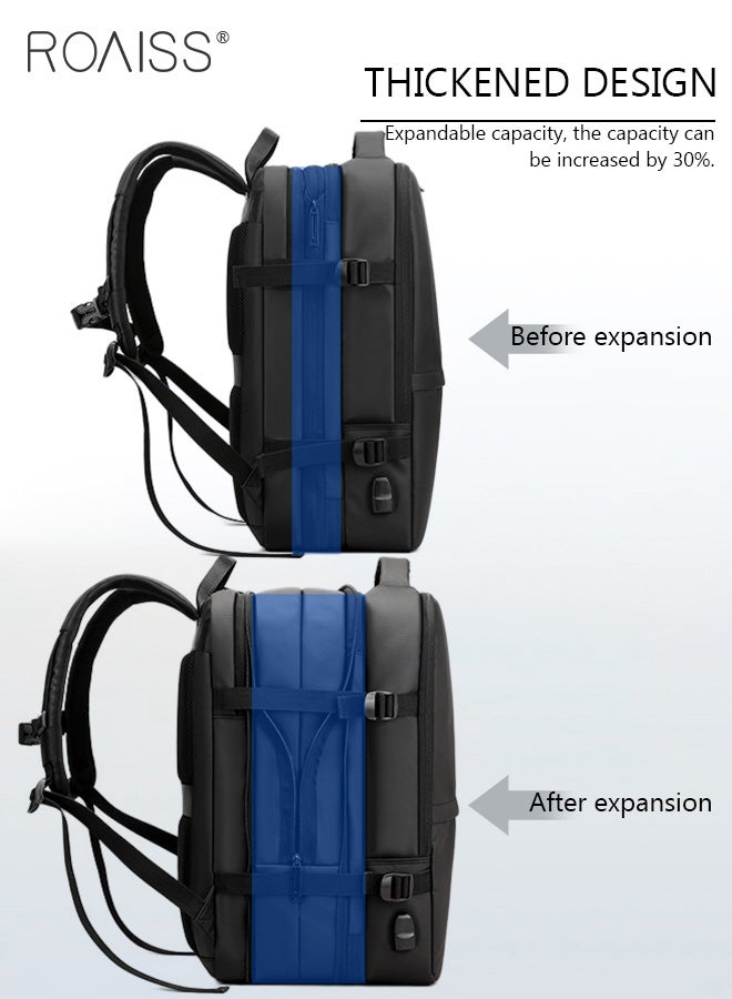 رويس حقيبة ظهر سفر كبيرة، حقيبة ظهر يمكن حملها على متن الطائرة، حقيبة نهاية الأسبوع الموسعة، حقيبة ظهر للمشي لمسافات طويلة، حقيبة ظهر للكمبيوتر المحمول مع منفذ شحن USB، حقيبة ظهر مقاومة للماء. - Image 5