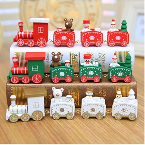Happy Trees 3 Pcs Wooden Mini Train Decor Set for Christmas Party Snowman Ornament Gift Home Decoration