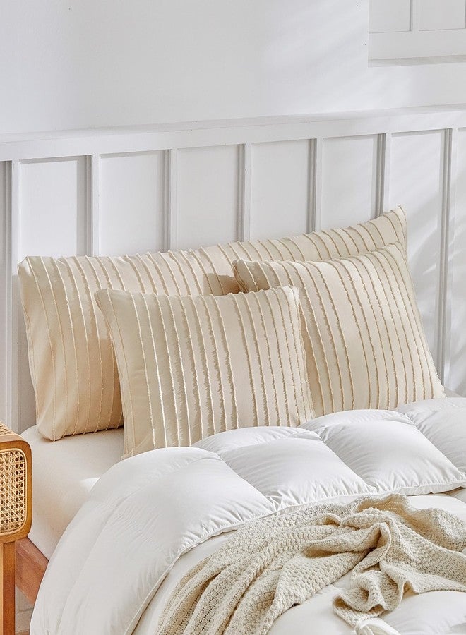 WARMDERN Khaki Striped Pillow Covers Body Pillow Cover Soft Microfiber Stripe Pillow Cases Boho Tufted Stripes Textured Pillowcase with Envelope Closure(Khaki, Body, 20x54 Inches) - Image 2