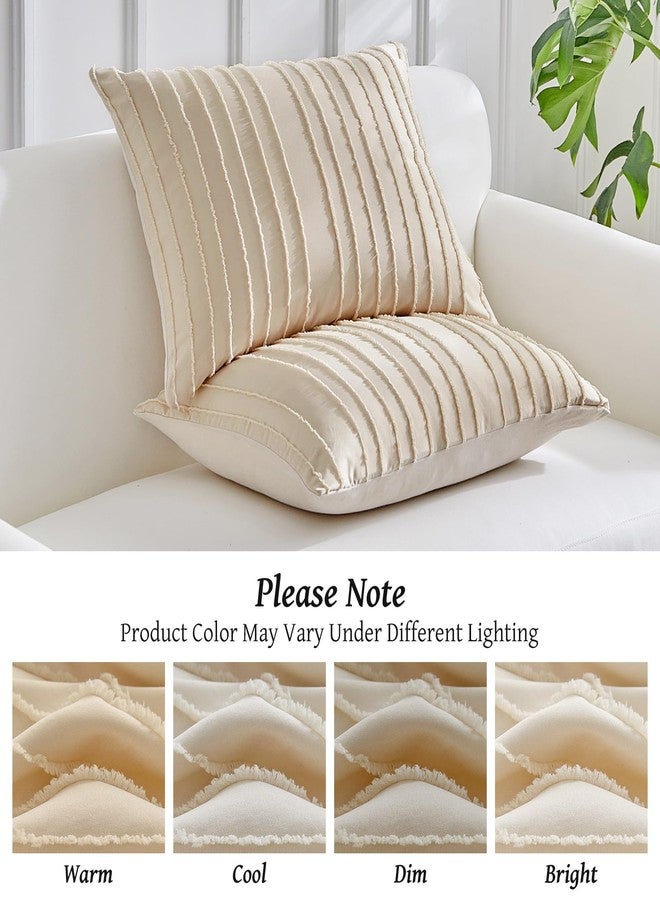 WARMDERN Khaki Striped Pillow Covers Body Pillow Cover Soft Microfiber Stripe Pillow Cases Boho Tufted Stripes Textured Pillowcase with Envelope Closure(Khaki, Body, 20x54 Inches) - Image 5