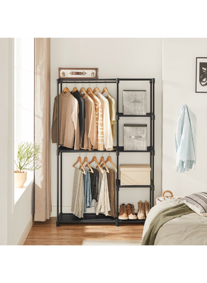 SONGMICS Freestanding Wardrobe, Foldable Closet, Coat Rack with Clothes Rails, Clothes Rack, Open Storage Wardrobe, Storage Organiser, Cloakroom, Bedroom, 43 x 112 x 165 cm, Black - Image 3