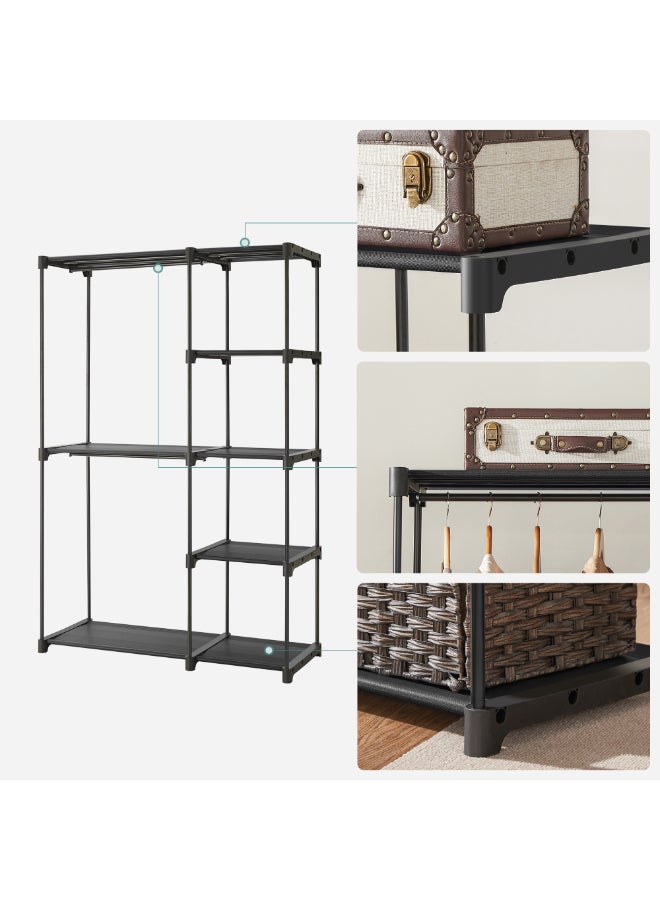 SONGMICS Freestanding Wardrobe, Foldable Closet, Coat Rack with Clothes Rails, Clothes Rack, Open Storage Wardrobe, Storage Organiser, Cloakroom, Bedroom, 43 x 112 x 165 cm, Black - Image 5