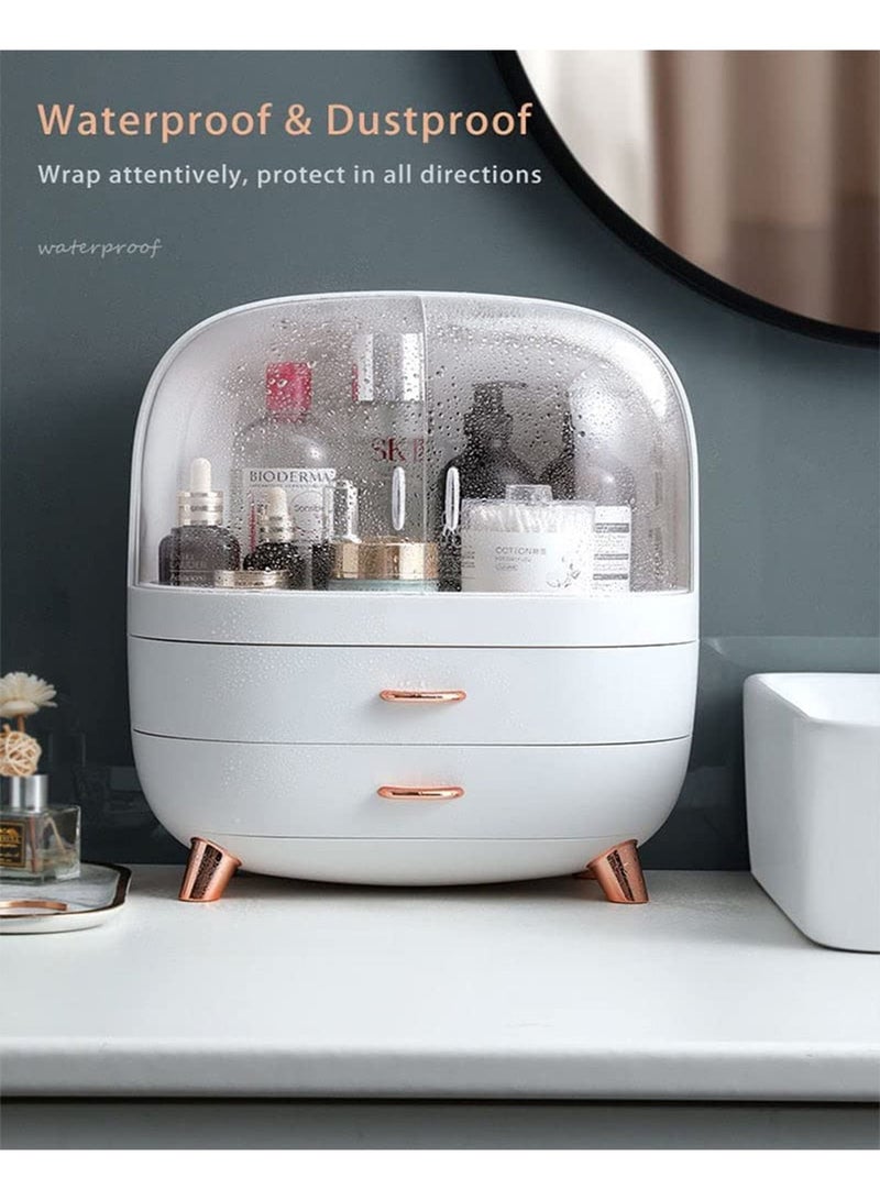 LIMOS Makeup Cosmetics Organizer Storage Box elegant display rack with drawer Water and dustproof(White) - Image 3